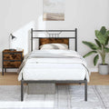 Bed frame without mattress smoked oak wood effect 90x190 cm
