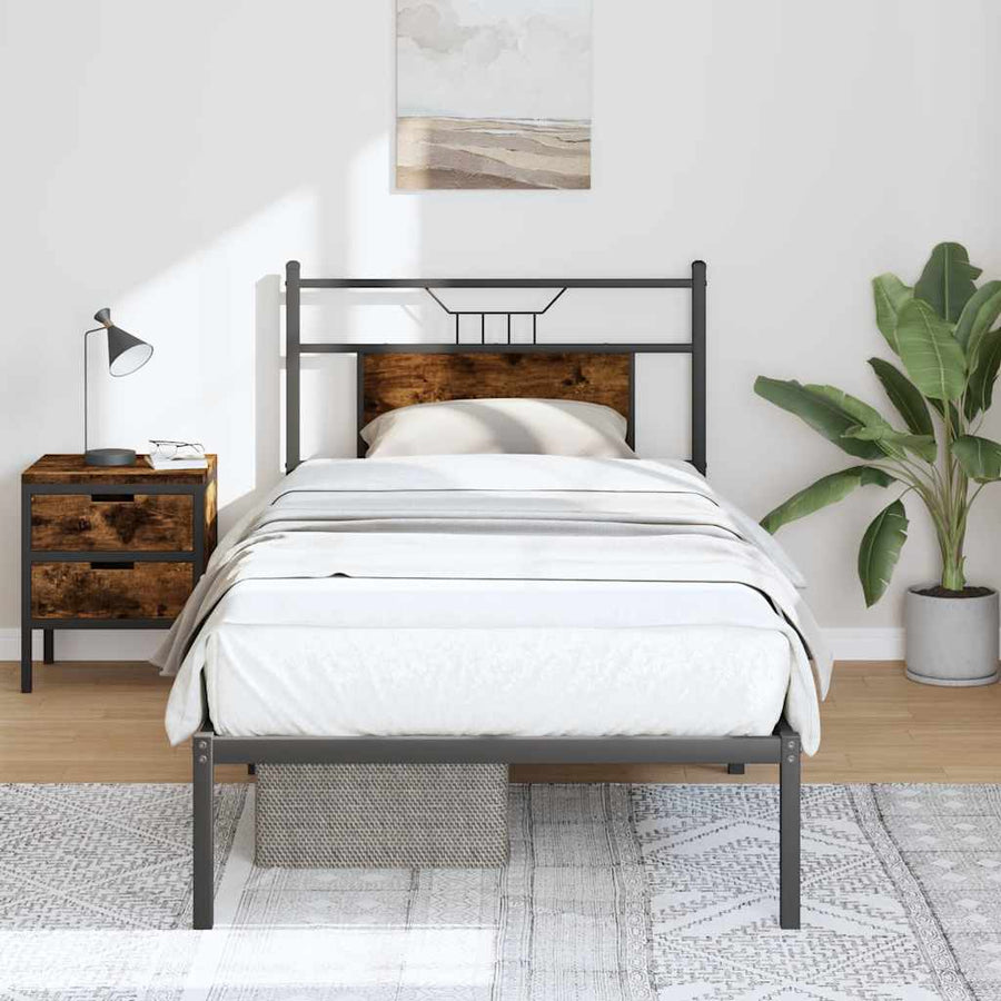 Bedframe zonder matras hout gerookt eikenkleurig 90x190 cm