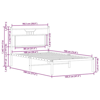 Bedframe zonder matras hout gerookt eikenkleurig 100x190 cm