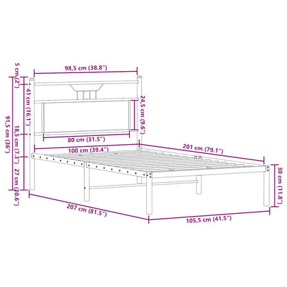 Bedframe zonder matras hout gerookt eikenkleurig 100x200 cm