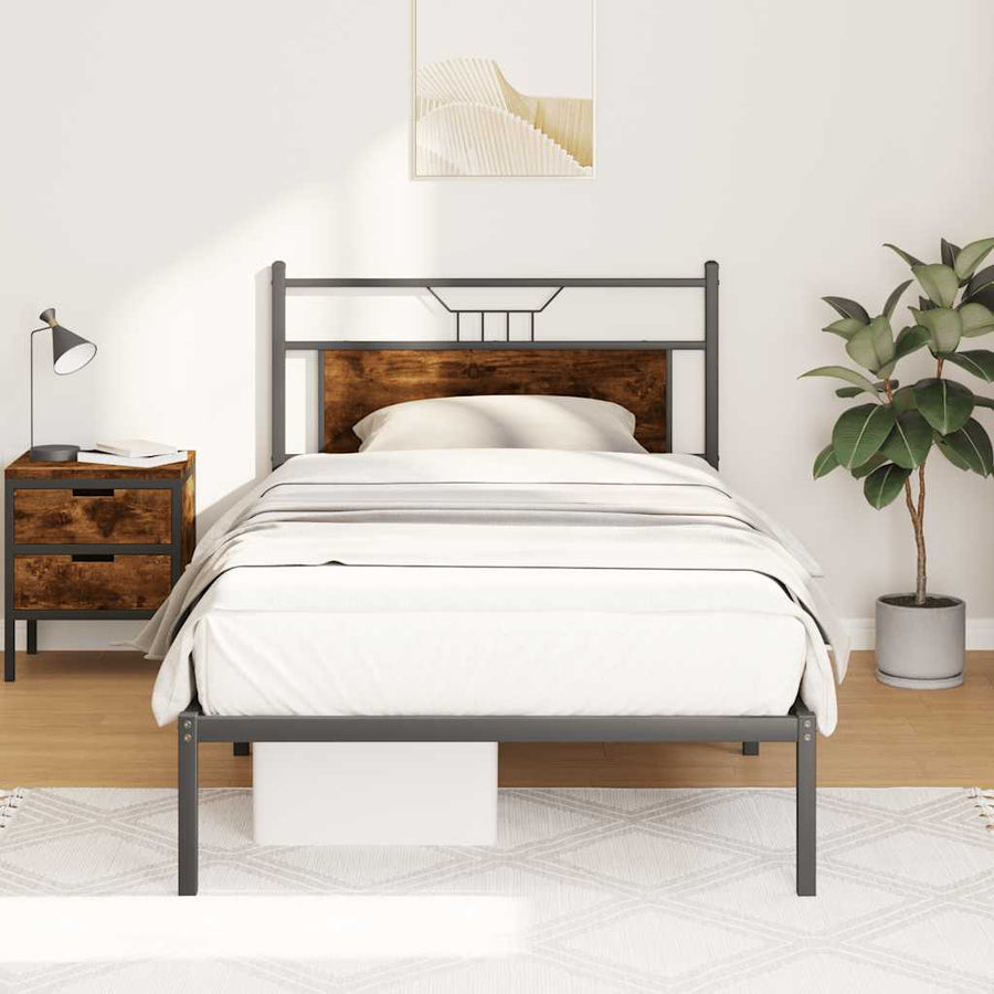 Bedframe zonder matras hout gerookt eikenkleurig 100x200 cm