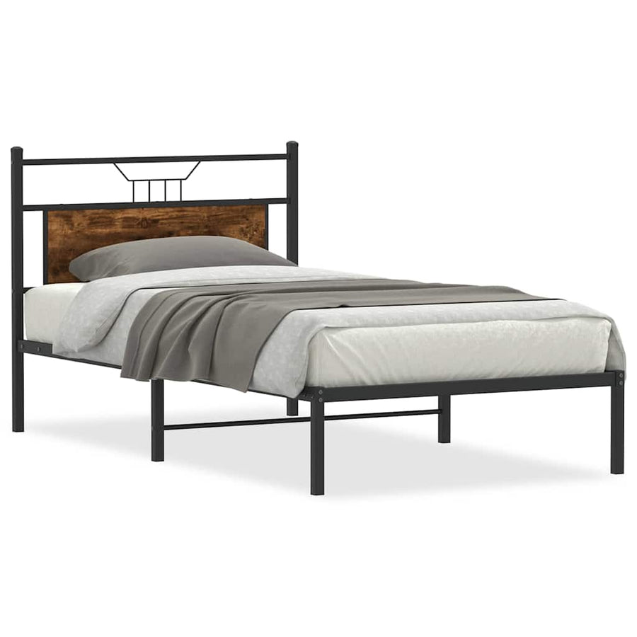 Bedframe zonder matras spaanplaat gerookt eikenkleurig