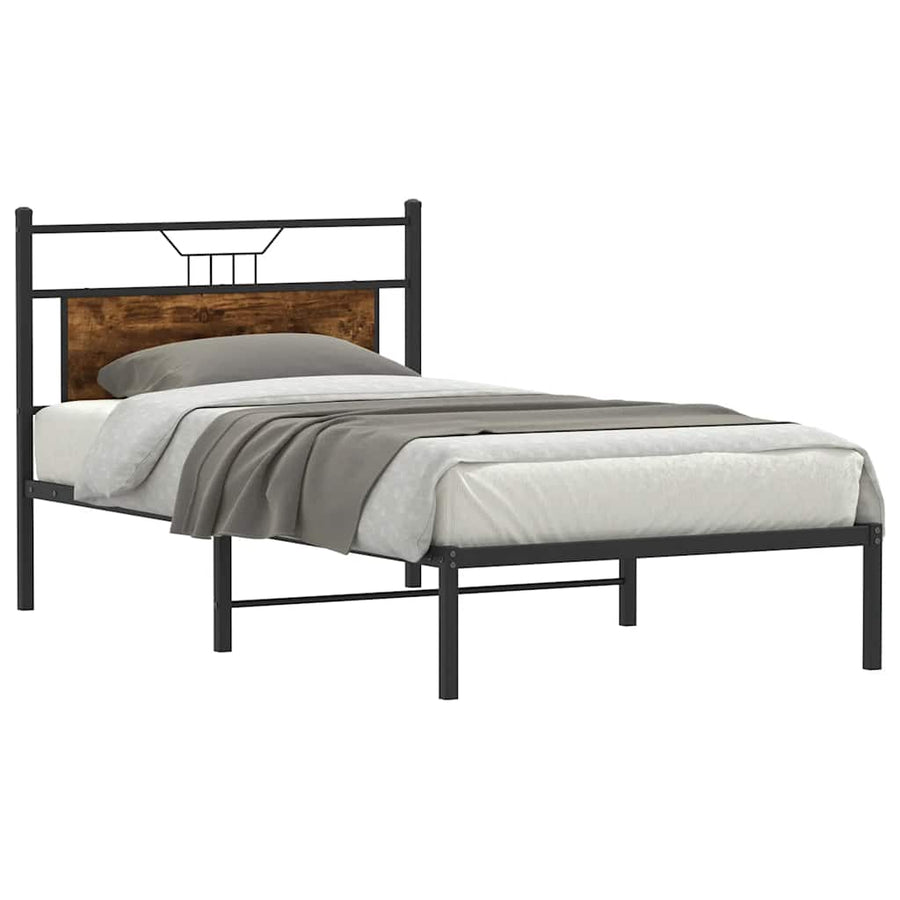Bedframe zonder matras spaanplaat gerookt eikenkleurig