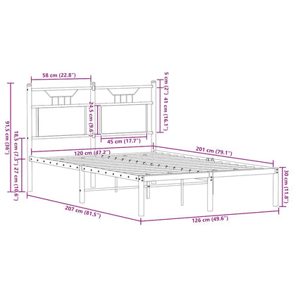 Bedframe zonder matras hout gerookt eikenkleurig 120x200 cm