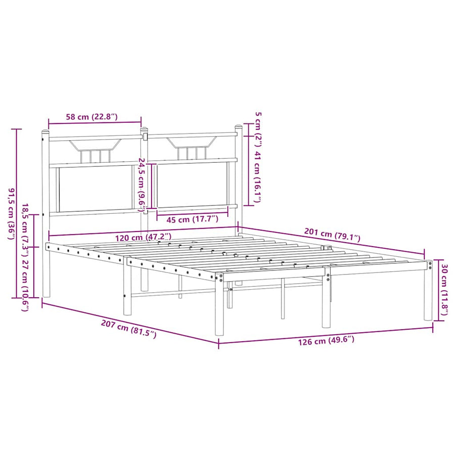Bedframe zonder matras hout gerookt eikenkleurig 120x200 cm