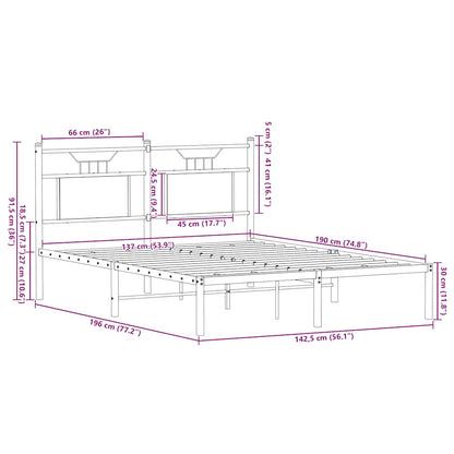 Bedframe zonder matras hout gerookt eikenkleurig 137x190 cm