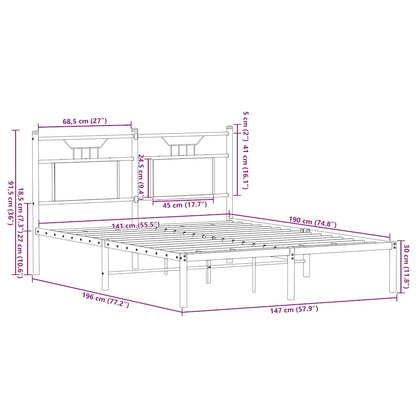 Bedframe zonder matras hout gerookt eikenkleurig 140x190 cm