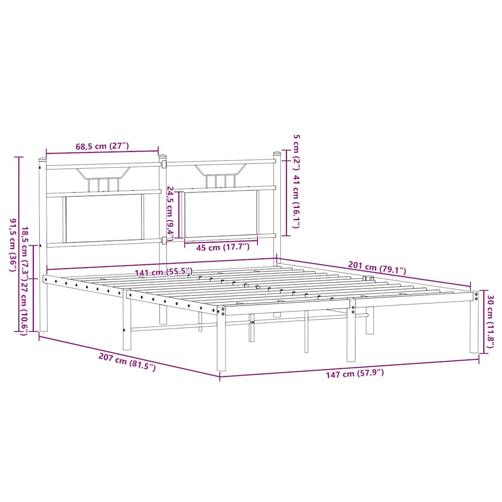 Bedframe zonder matras hout gerookt eikenkleurig 140x200 cm