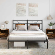 Bedframe 140x200 cm gerookt eiken hout staal