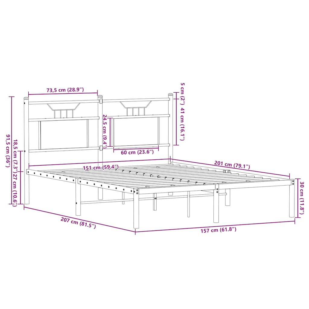 Bedframe zonder matras hout gerookt eikenkleurig 150x200 cm