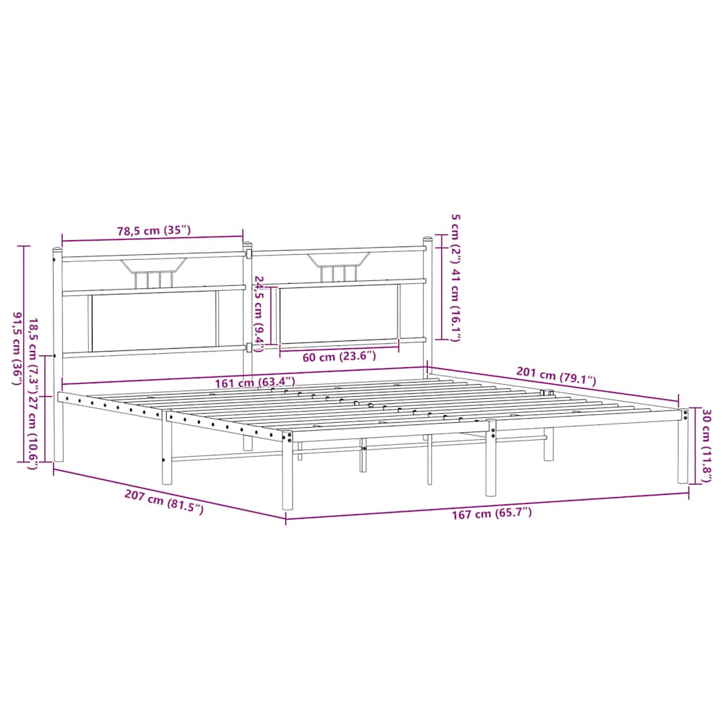 Bedframe zonder matras hout gerookt eikenkleurig 160x200 cm