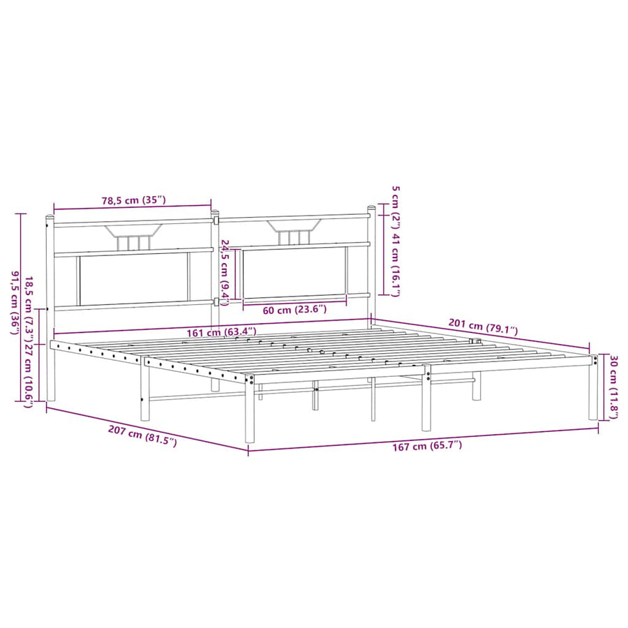 Bedframe zonder matras hout gerookt eikenkleurig 160x200 cm