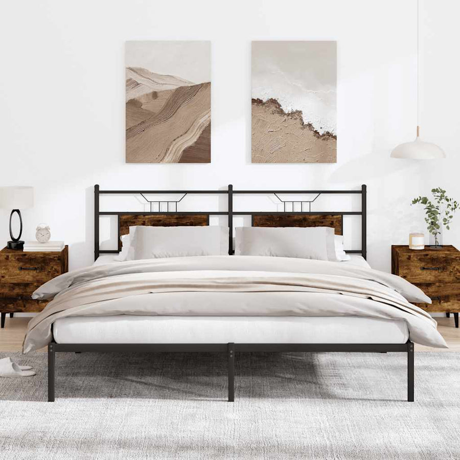 Bedframe zonder matras 183x213 cm spaanplaat gerookt eiken
