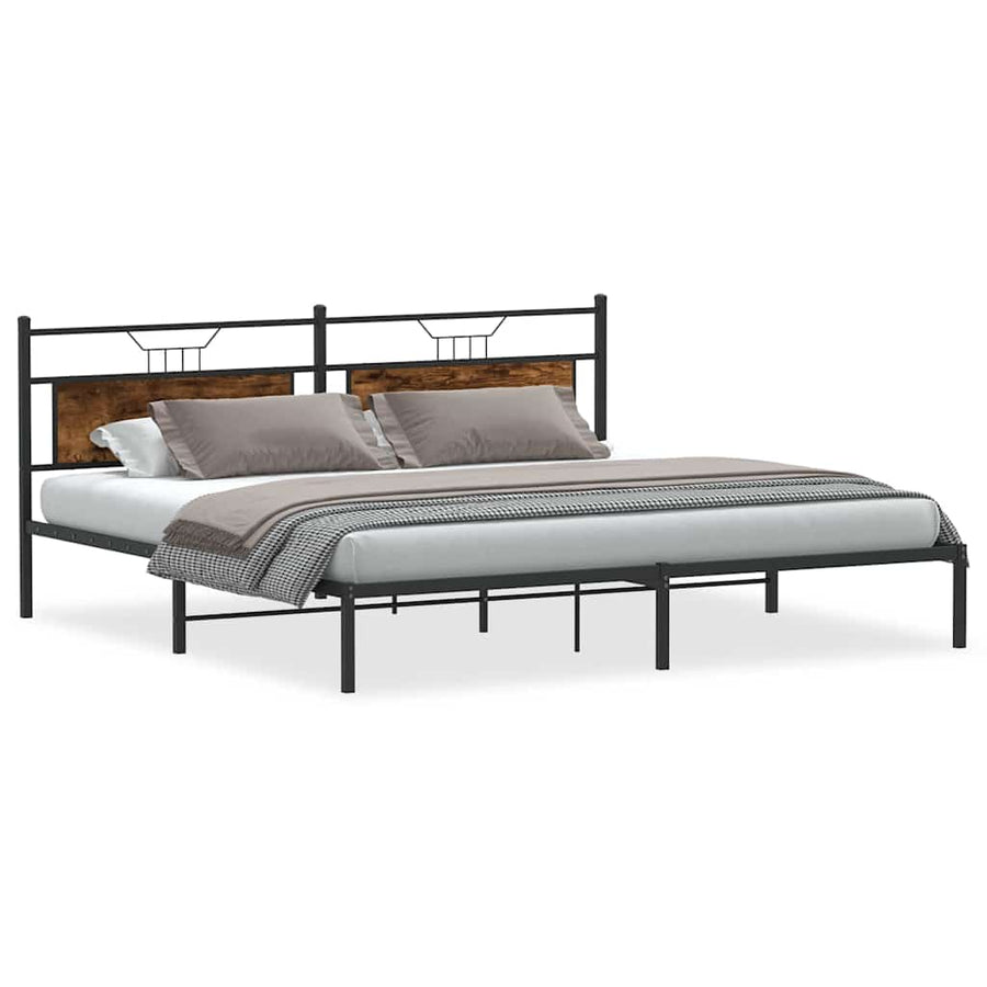Bedframe zonder matras 193x203 cm spaanplaat gerookt eiken
