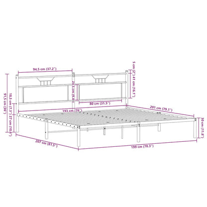 Bedframe zonder matras 193x203 cm spaanplaat gerookt eiken