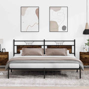 Bedframe 193x203 cm spaanplaat gerookt eiken