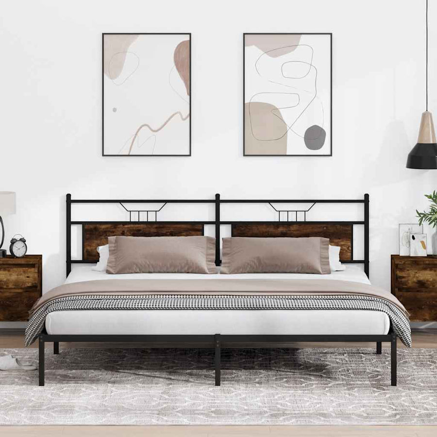 Bedframe zonder matras 193x203 cm spaanplaat gerookt eiken