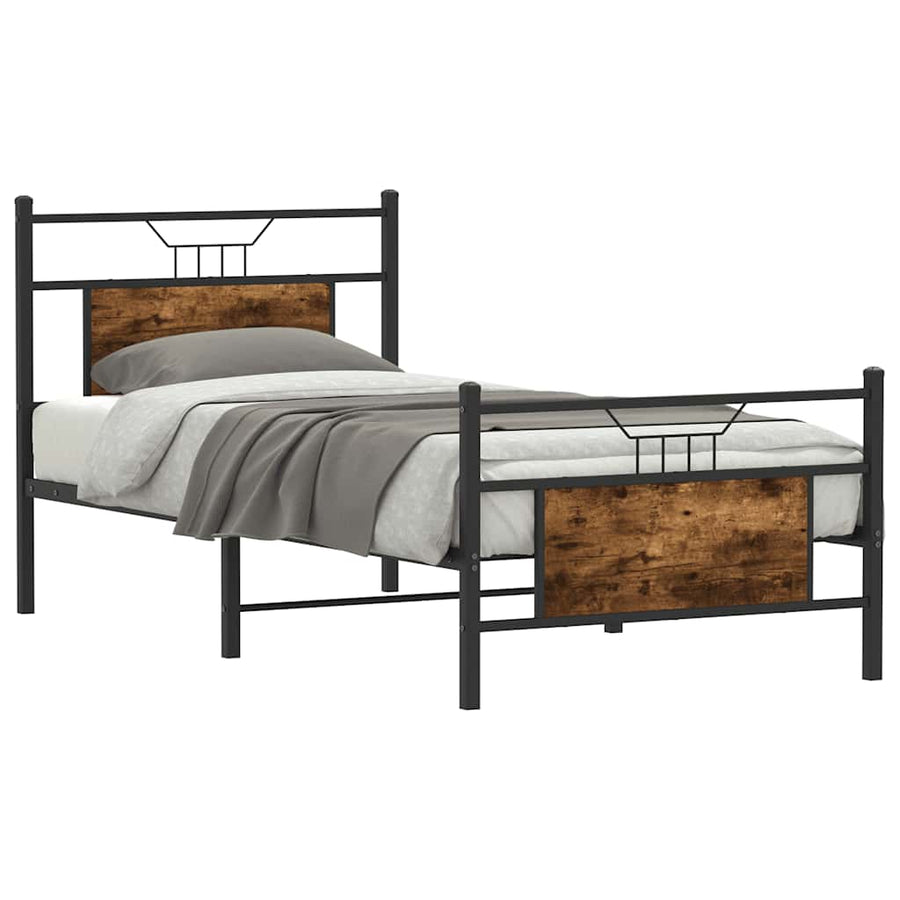Bedframe zonder matras hout gerookt eikenkleurig 75x190 cm