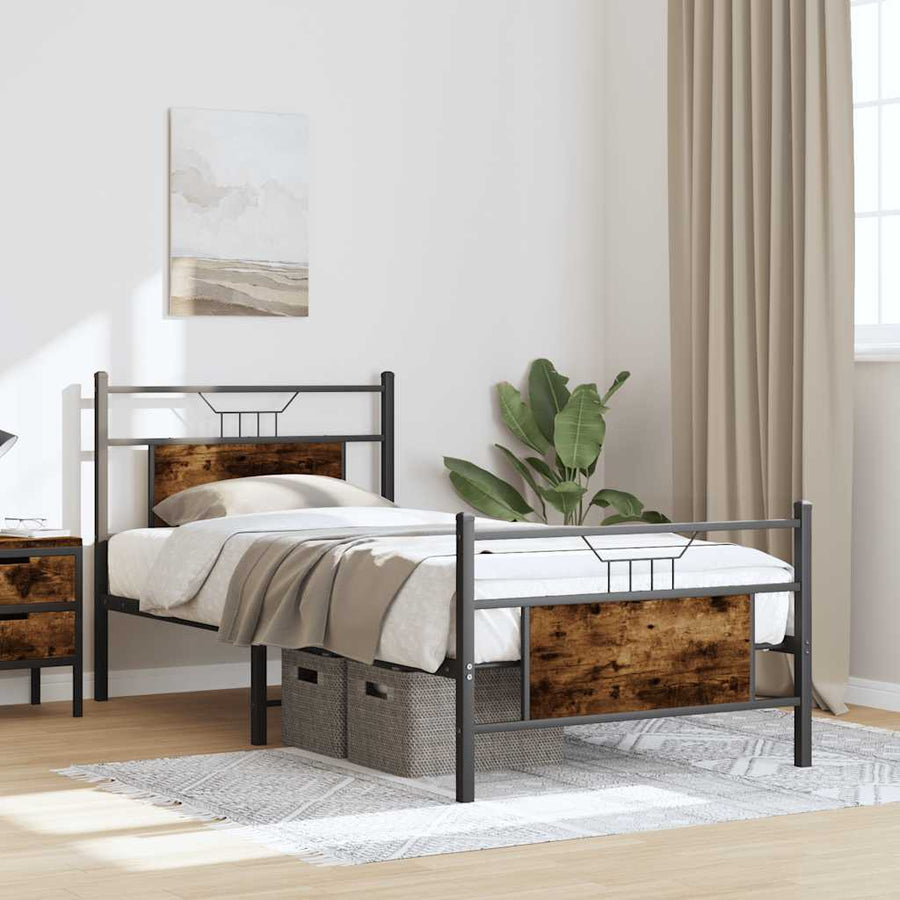 Bedframe zonder matras hout gerookt eikenkleurig 75x190 cm