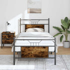 Bed frame without mattress smoked oak wood 75x190 cm