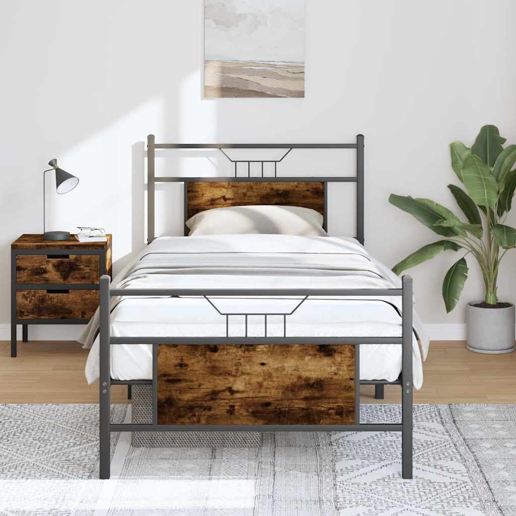 Bedframe zonder matras hout gerookt eikenkleurig 75x190 cm