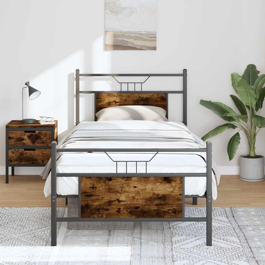 Bedframe zonder matras hout gerookt eikenkleurig 75x190 cm