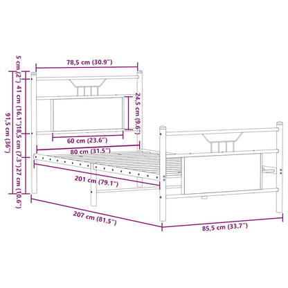 Bedframe zonder matras hout gerookt eikenkleurig 80x200 cm