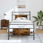 Bed frame without mattress smoked oak wood effect 80x200 cm