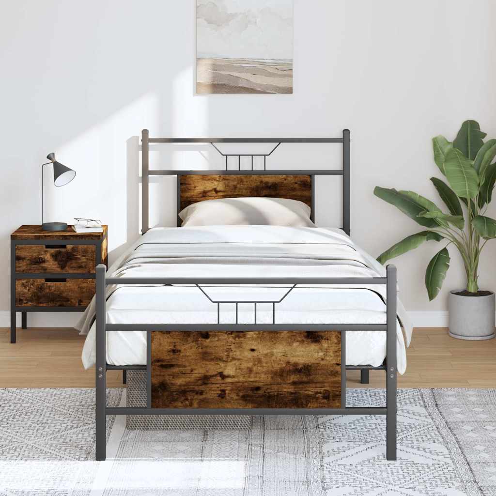 Bedframe zonder matras hout gerookt eikenkleurig 80x200 cm