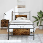 Bed frame without mattress smoked oak wood effect 90x200 cm