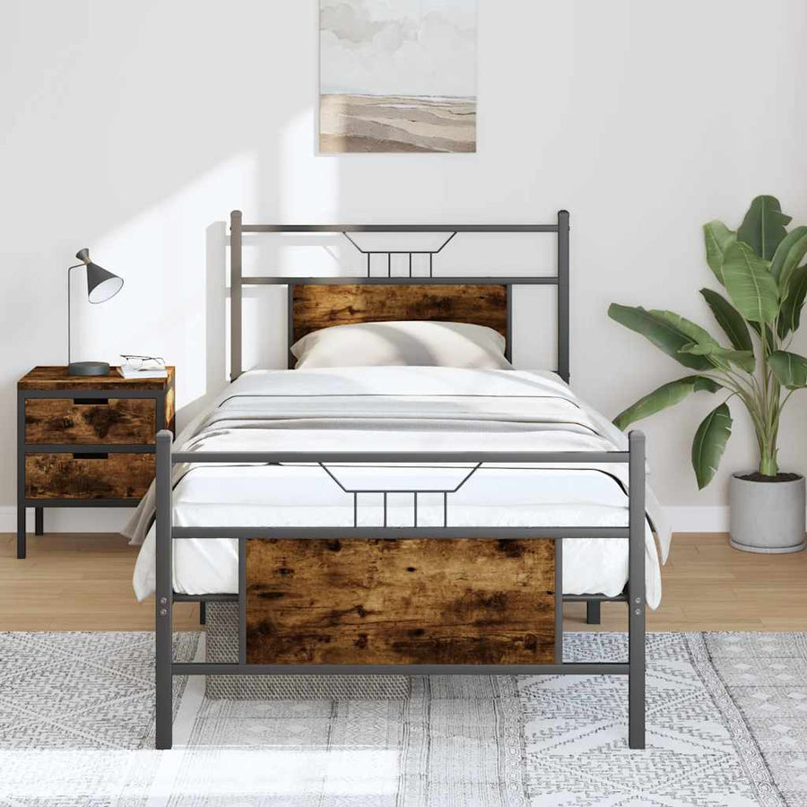 Bedframe zonder matras hout gerookt eikenkleurig 90x200 cm