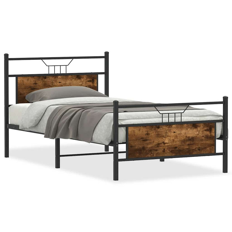 Bedframe zonder matras hout gerookt eikenkleurig 100x190 cm