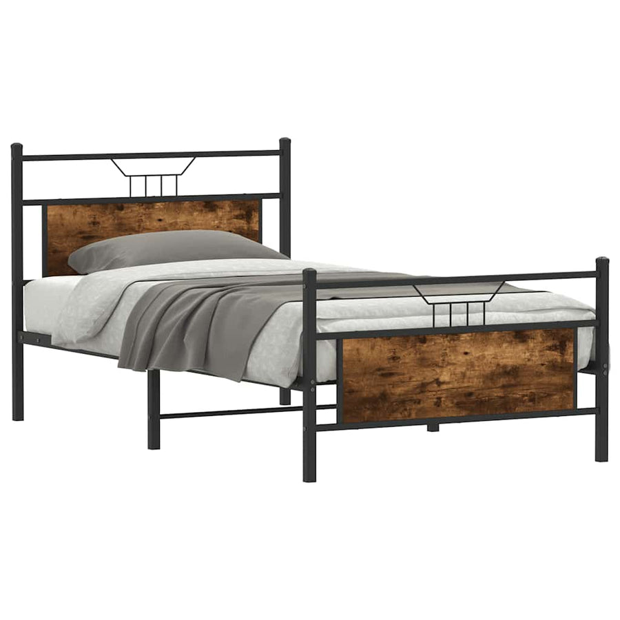 Bedframe zonder matras hout gerookt eikenkleurig 100x190 cm