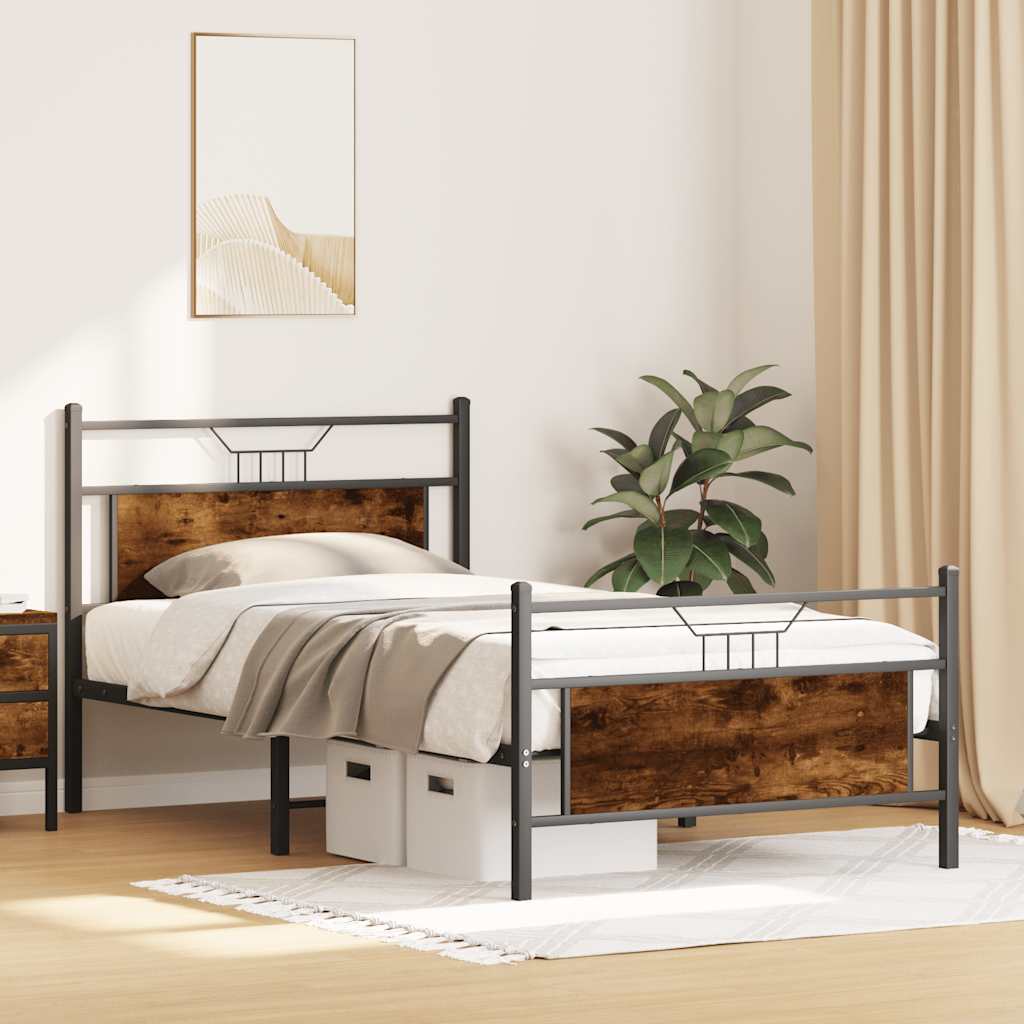 Bedframe zonder matras hout gerookt eikenkleurig 100x190 cm