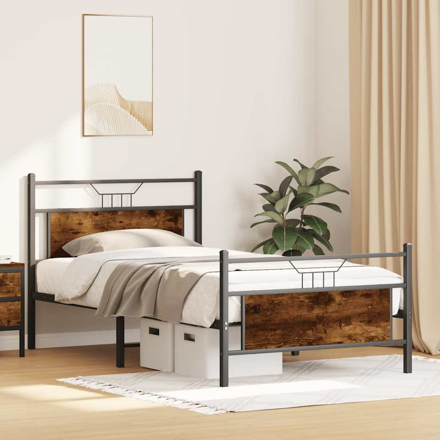 Bedframe zonder matras hout gerookt eikenkleurig 100x200 cm