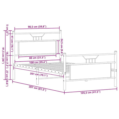 Bedframe zonder matras hout gerookt eikenkleurig 100x200 cm