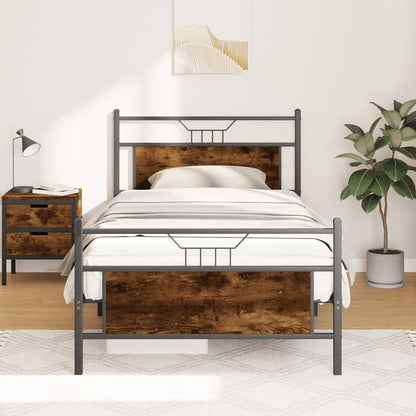 Bedframe zonder matras hout gerookt eikenkleurig 100x200 cm