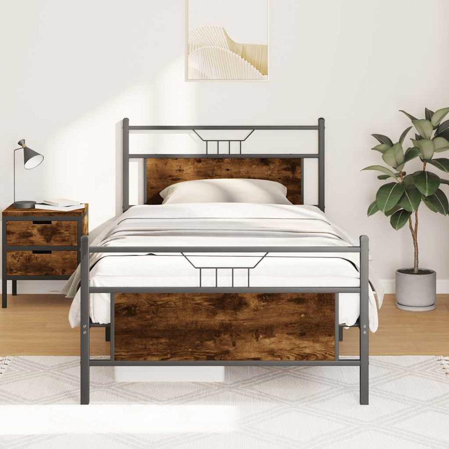 Bedframe zonder matras hout gerookt eikenkleurig 100x200 cm
