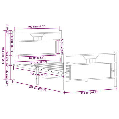 Bedframe zonder matras spaanplaat gerookt eikenkleurig