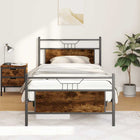 Bed frame without mattress particle board smoked oak coloured