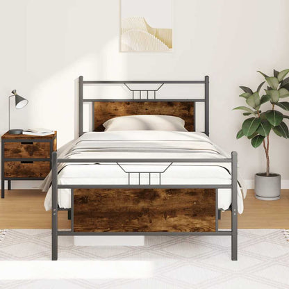 Bedframe zonder matras spaanplaat gerookt eikenkleurig