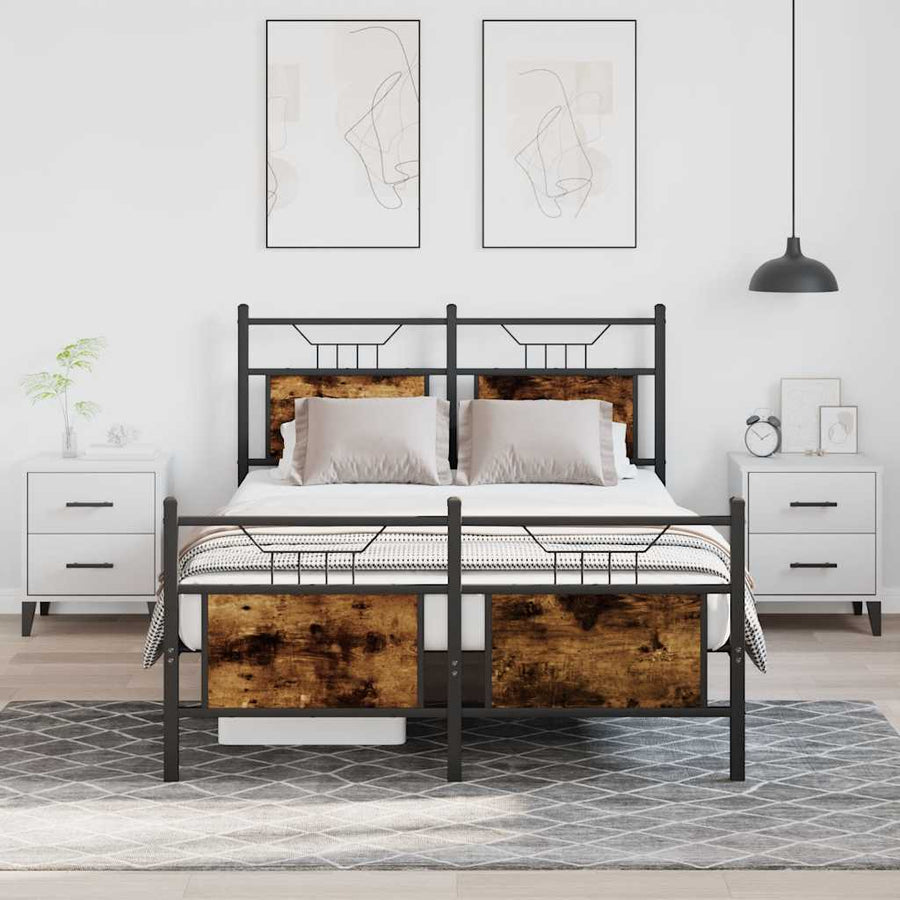 Bedframe zonder matras hout gerookt eikenkleurig 120x190 cm