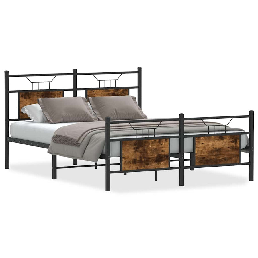 Bedframe zonder matras hout gerookt eikenkleurig 137x190 cm