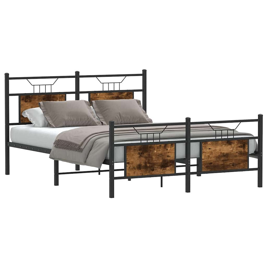 Bedframe zonder matras hout gerookt eikenkleurig 137x190 cm