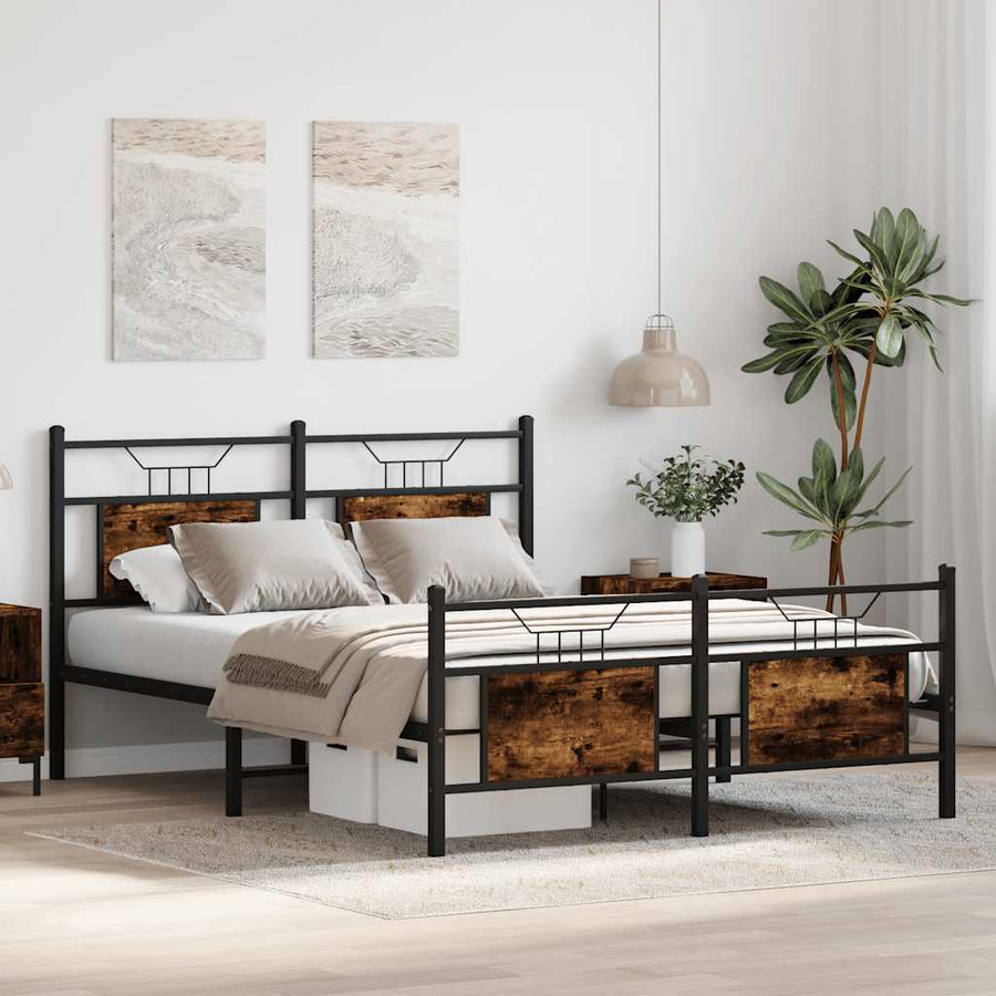 Bedframe zonder matras hout gerookt eikenkleurig 137x190 cm