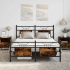 Bed frame without mattress smoked oak wood 137x190 cm