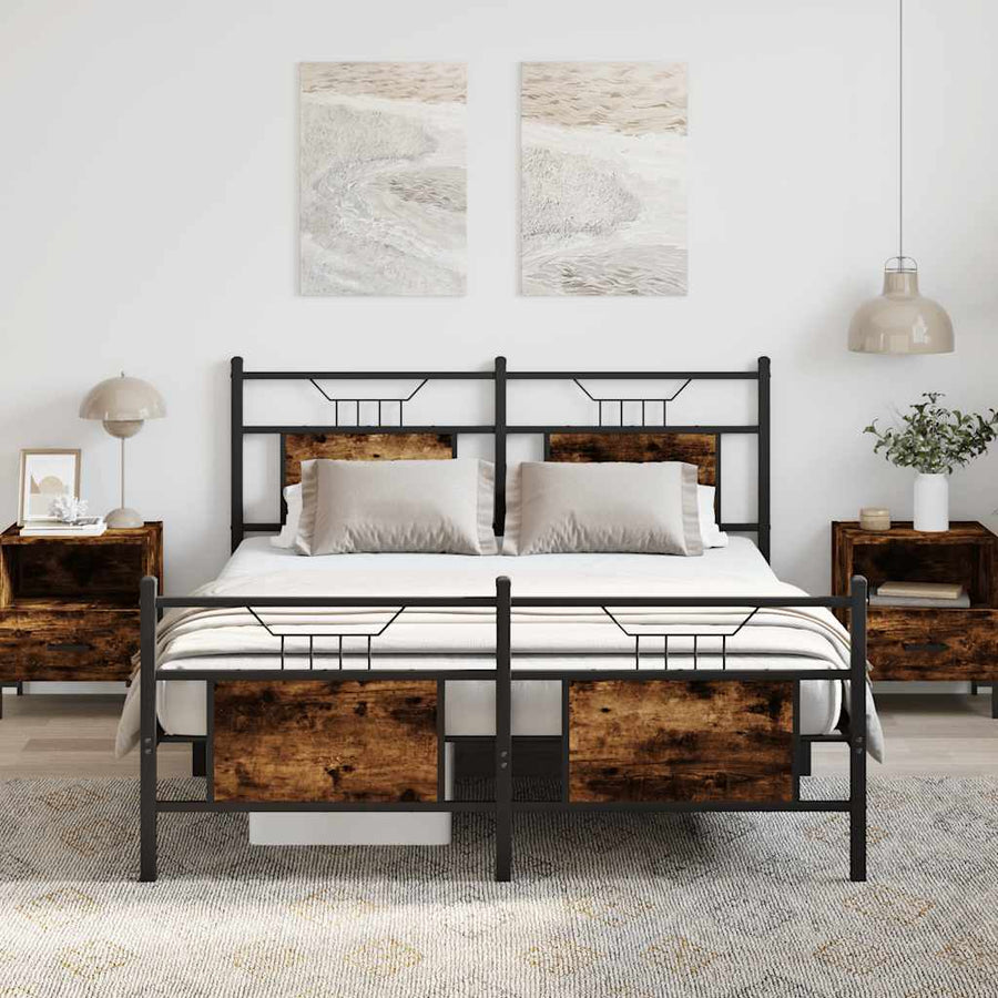 Bedframe zonder matras hout gerookt eikenkleurig 137x190 cm