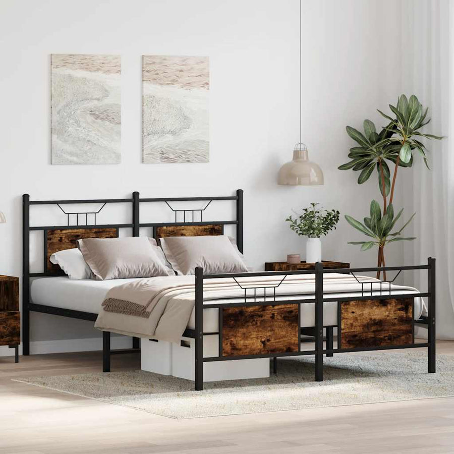 Bedframe zonder matras hout gerookt eikenkleurig 140x200 cm