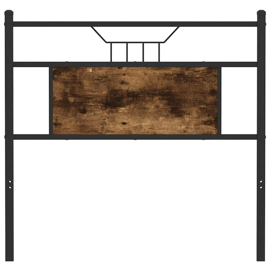 Hoofdbord 75 cm bewerkt hout en staal gerookt eikenkleurig