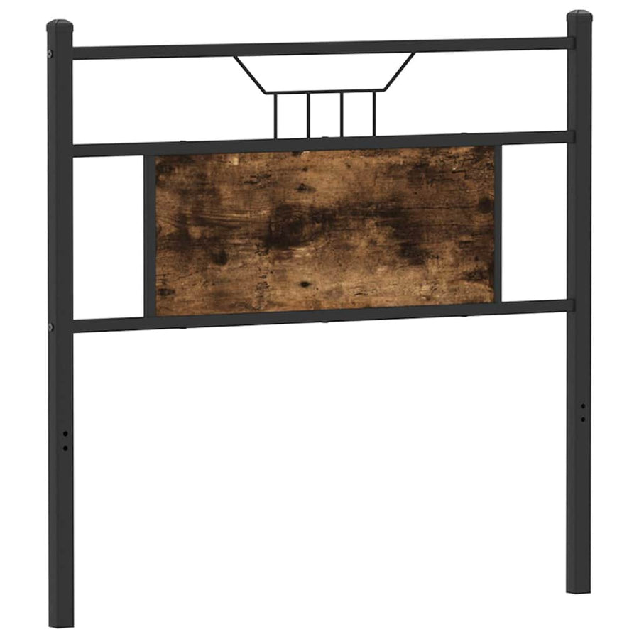Hoofdbord 80 cm bewerkt hout en staal gerookt eikenkleurig